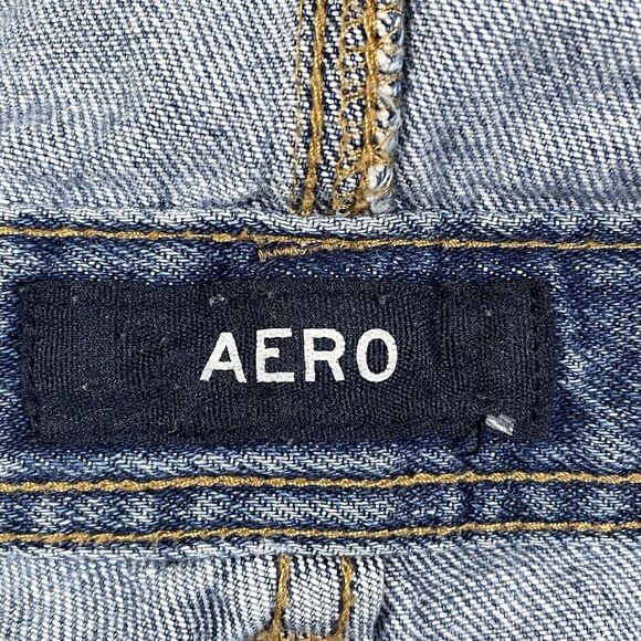 Aero Aeropostale Overalls Sz S Womens Distressed Busted Knee Tapered Raw Hem - Picture 6 of 7